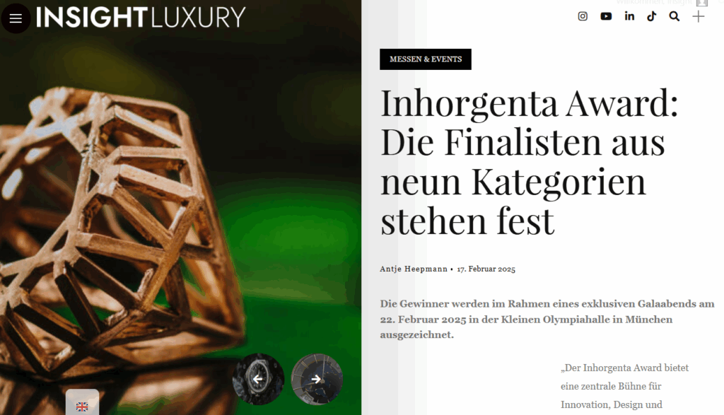 INSIGHT LUXURY Beitrag zum INHORGENTA Award 2025