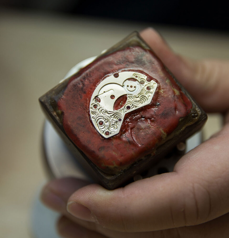 handgravierte Uhrwerksplatine von Alexander Shorokhoff