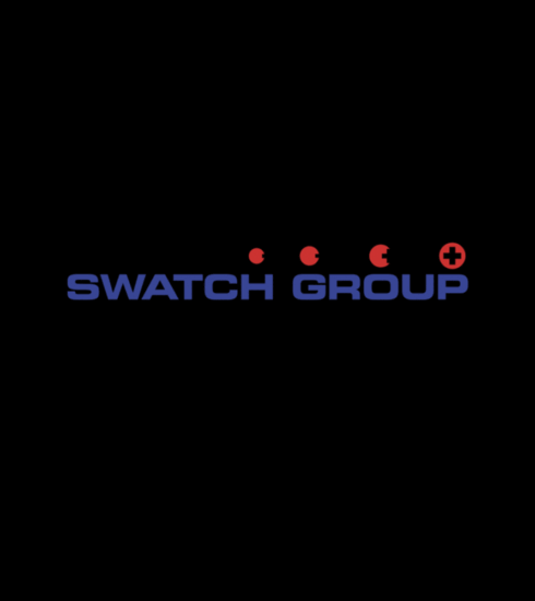 Logo der Swatch Group auf schwarzem Hintergund
