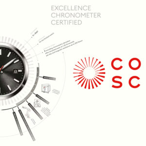 Logo und Kampagnenmotiv der COSC zur Zertifizierung Excellence Chronometer Certified